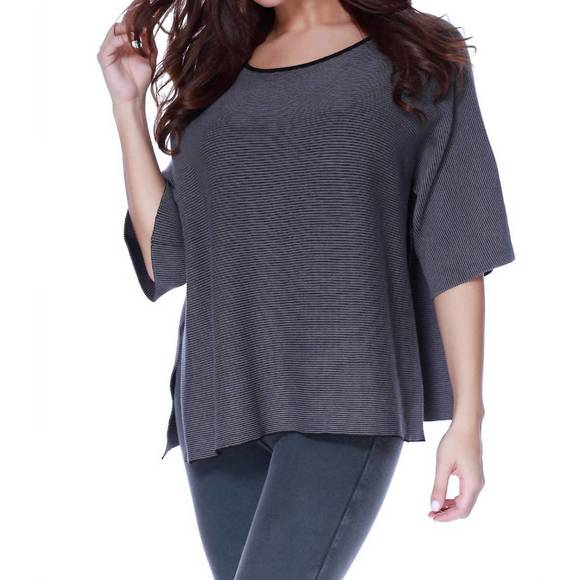 NEW ANGEL 2-tone high slit sweater poncho in gray - Picture 1 of 2